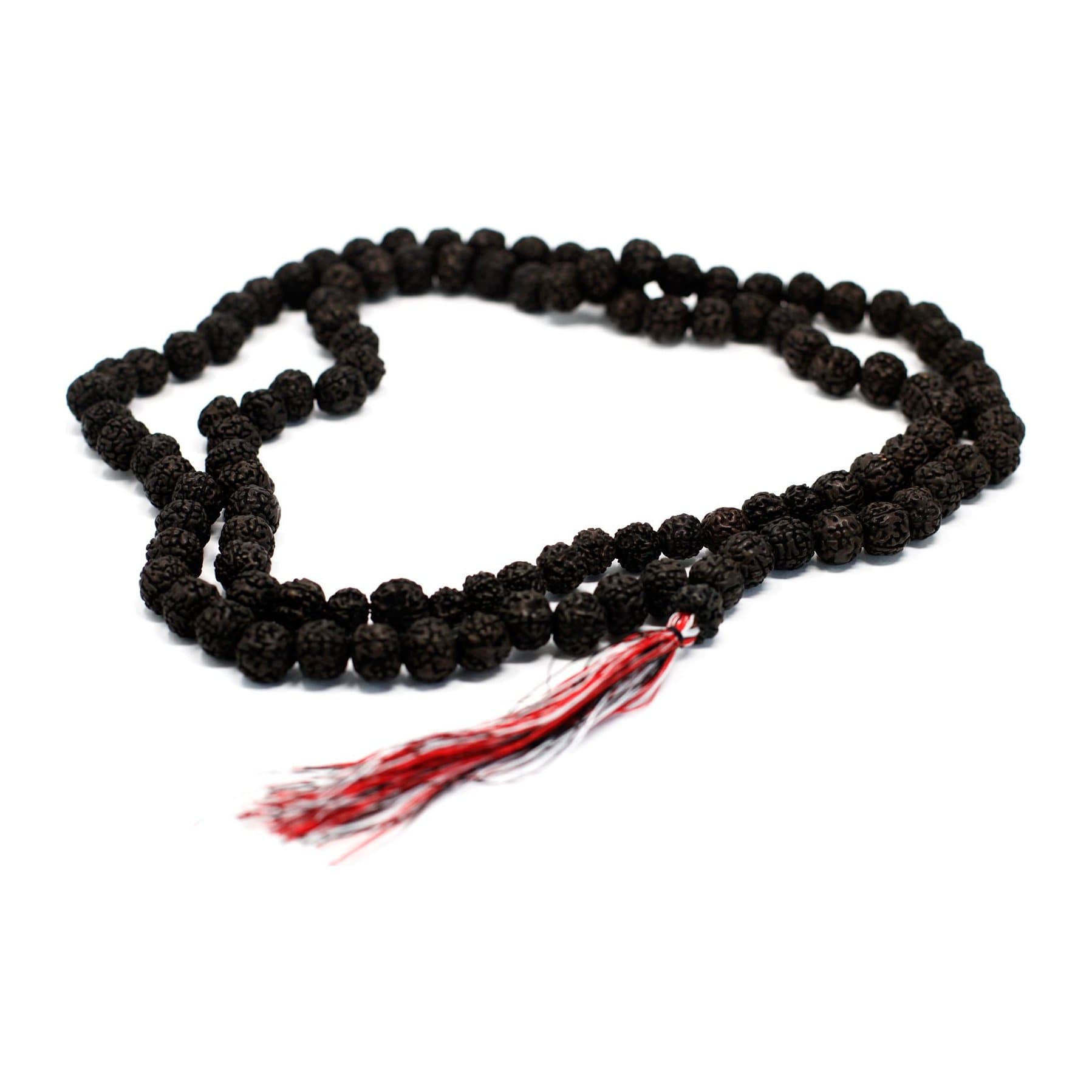Dark 108 bead rudraksha mala with a chunky tassel