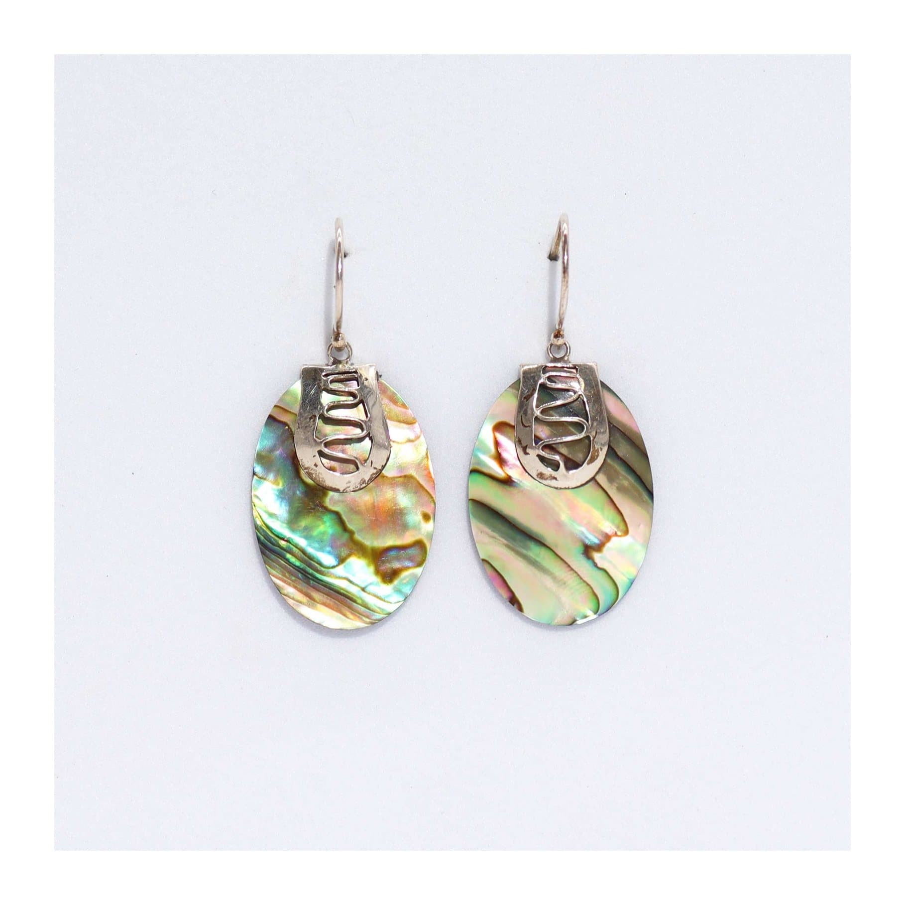 Silver earrings with abalone shell