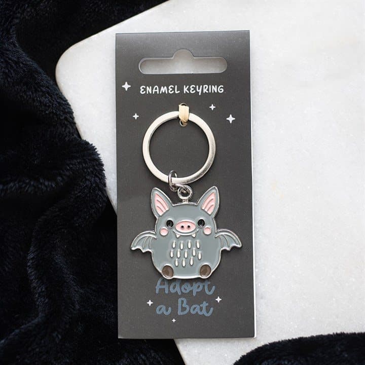 Adopt a Bat keyring with a bat design and metal ring
