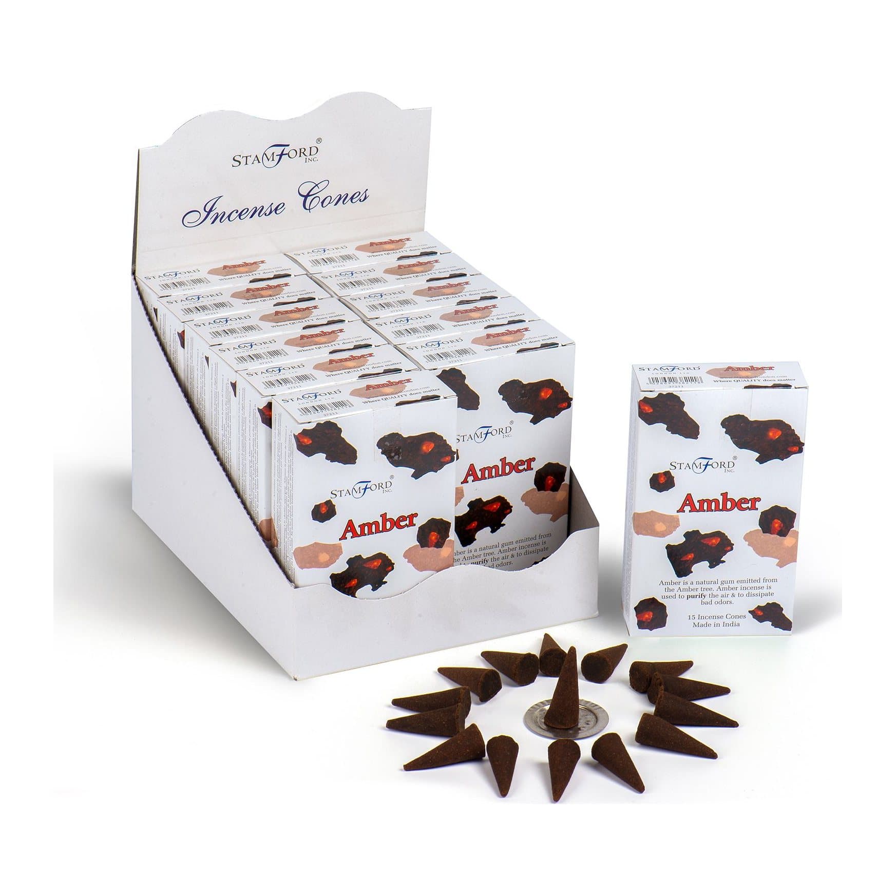 Pack of amber incense cones from the Stamford Premium Incense Cones range