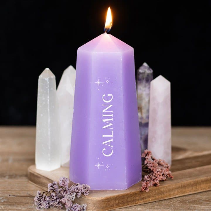 Amethyst crystal tower candle
