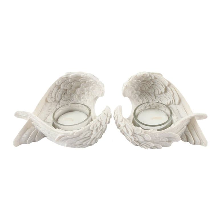 Pair of angel wing tealight holders