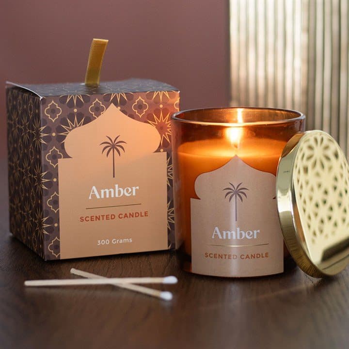 Arabian Nights amber glass candle