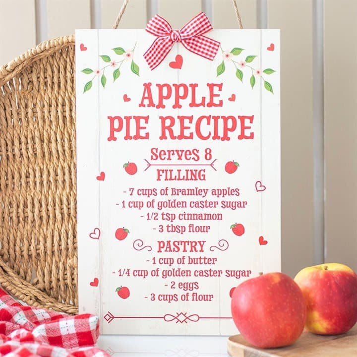 Autumn Skies and Apple Pies recipe sign