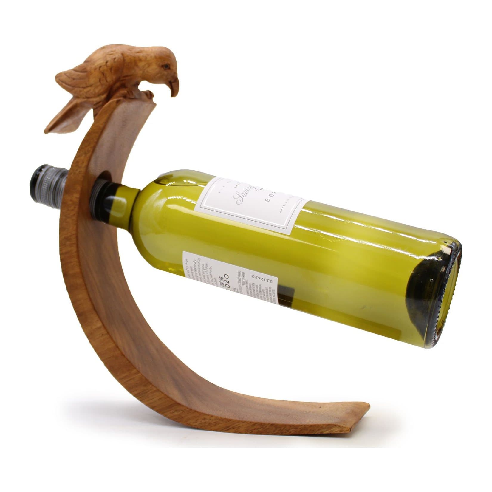 Wooden bird wine bottle holder