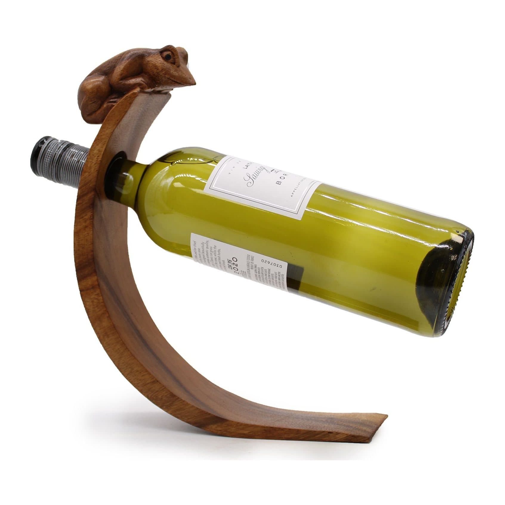 Frog design wine holder made from cotton and wood