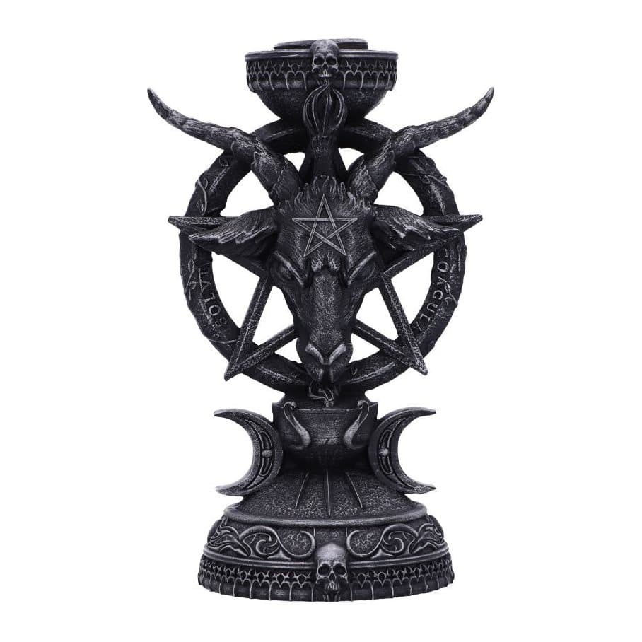 Baphomet candle holder with pentagram and triple horns