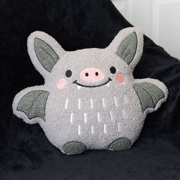 Cute bat boucle cushion