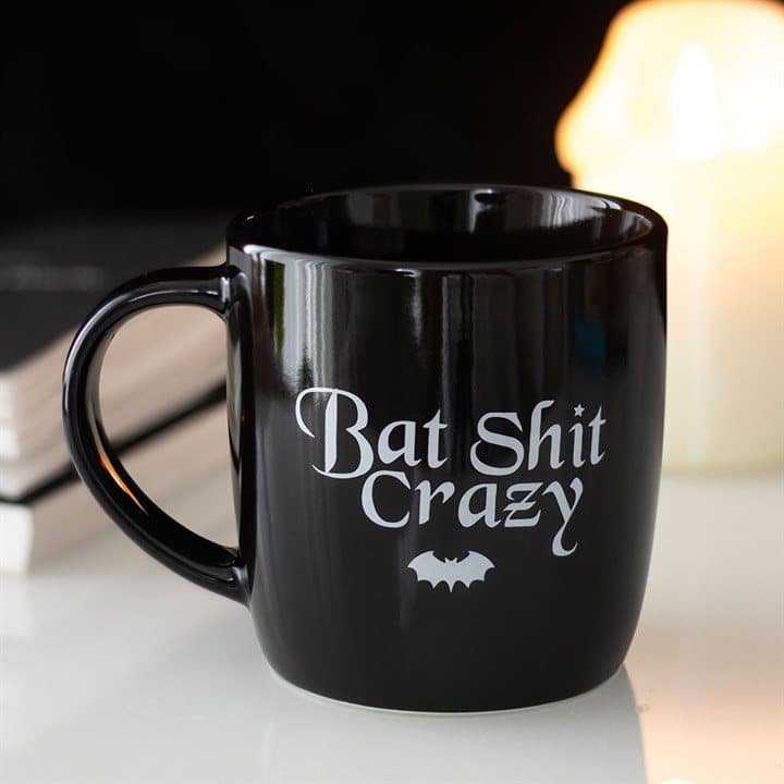 Funny mug printed with Bat Shit Crazy text