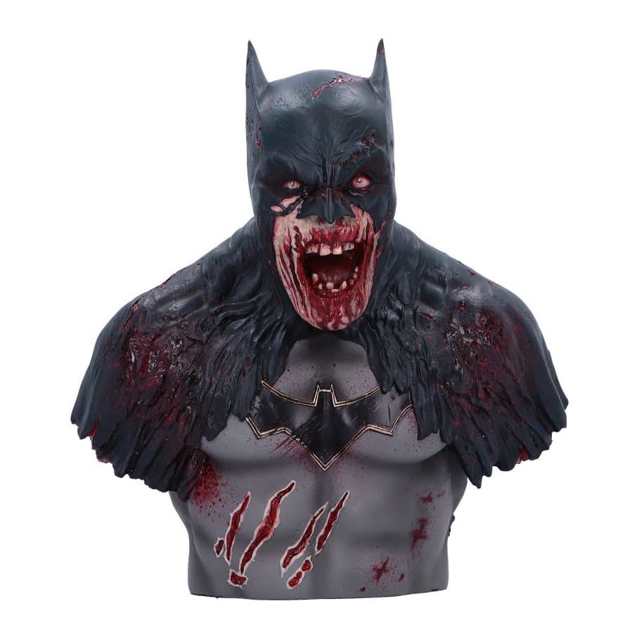 Batman DCeased zombie bust, screaming with blood-drenched mouth