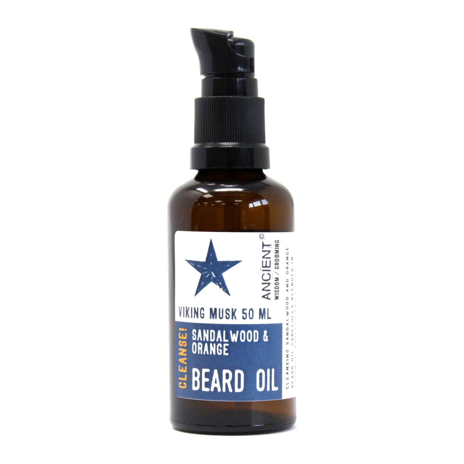 50 ml bottle of beard oil with its label