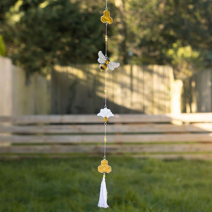 Bee and honeycomb suncatcher string