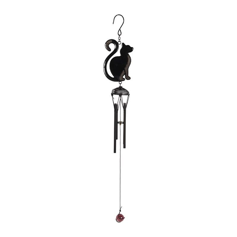 Black cat profile wind chime