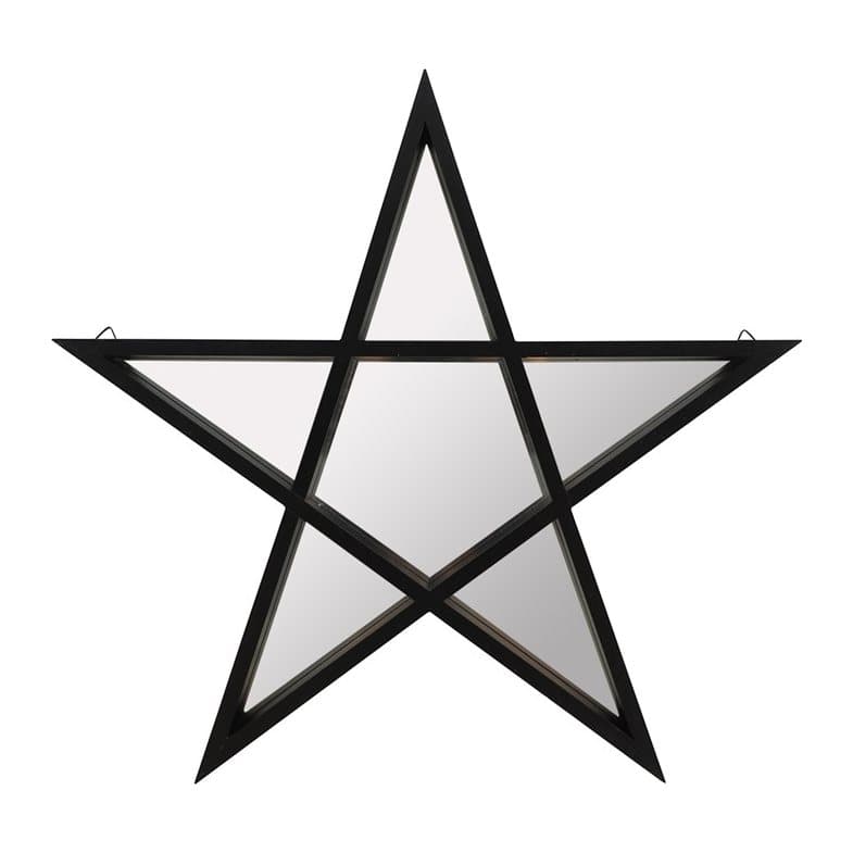 Black framed mirror in a pentagram design