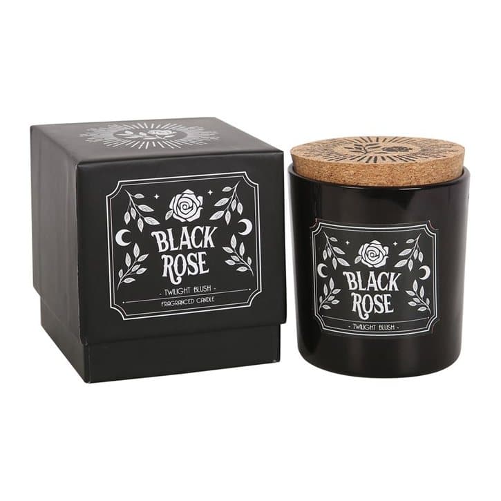 Black Rose glass candle