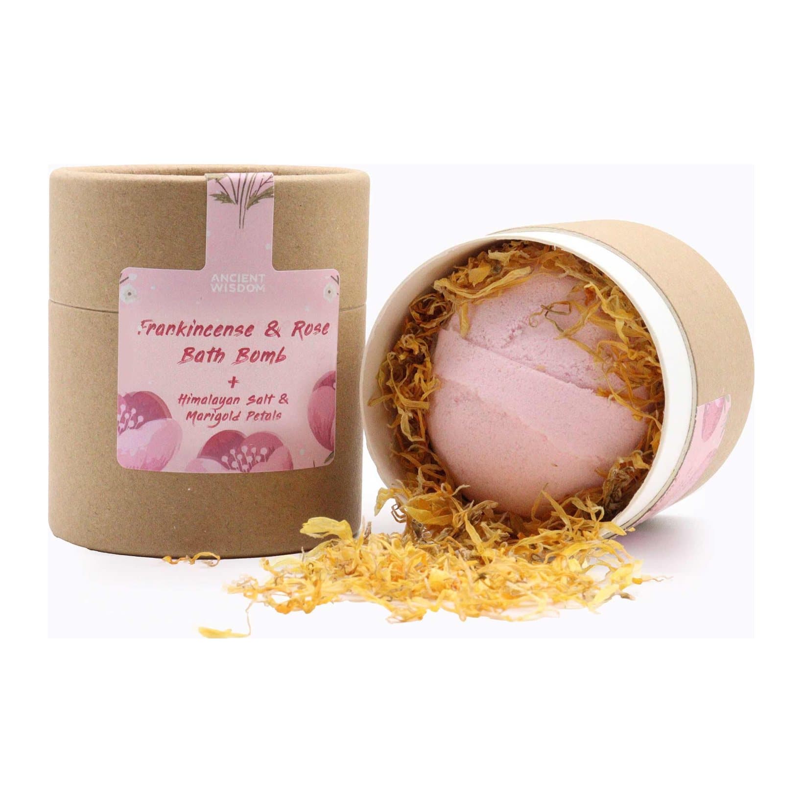 Blooming Pink Bliss bath bomb set in a cardboard tube