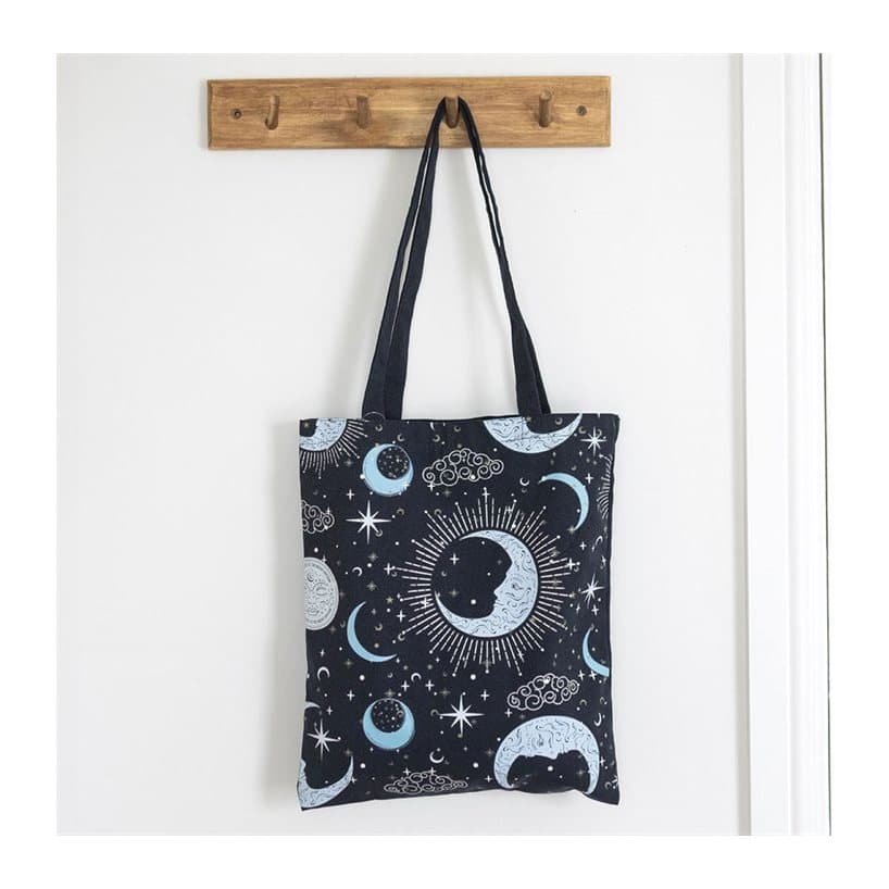 Blue moon print tote bag