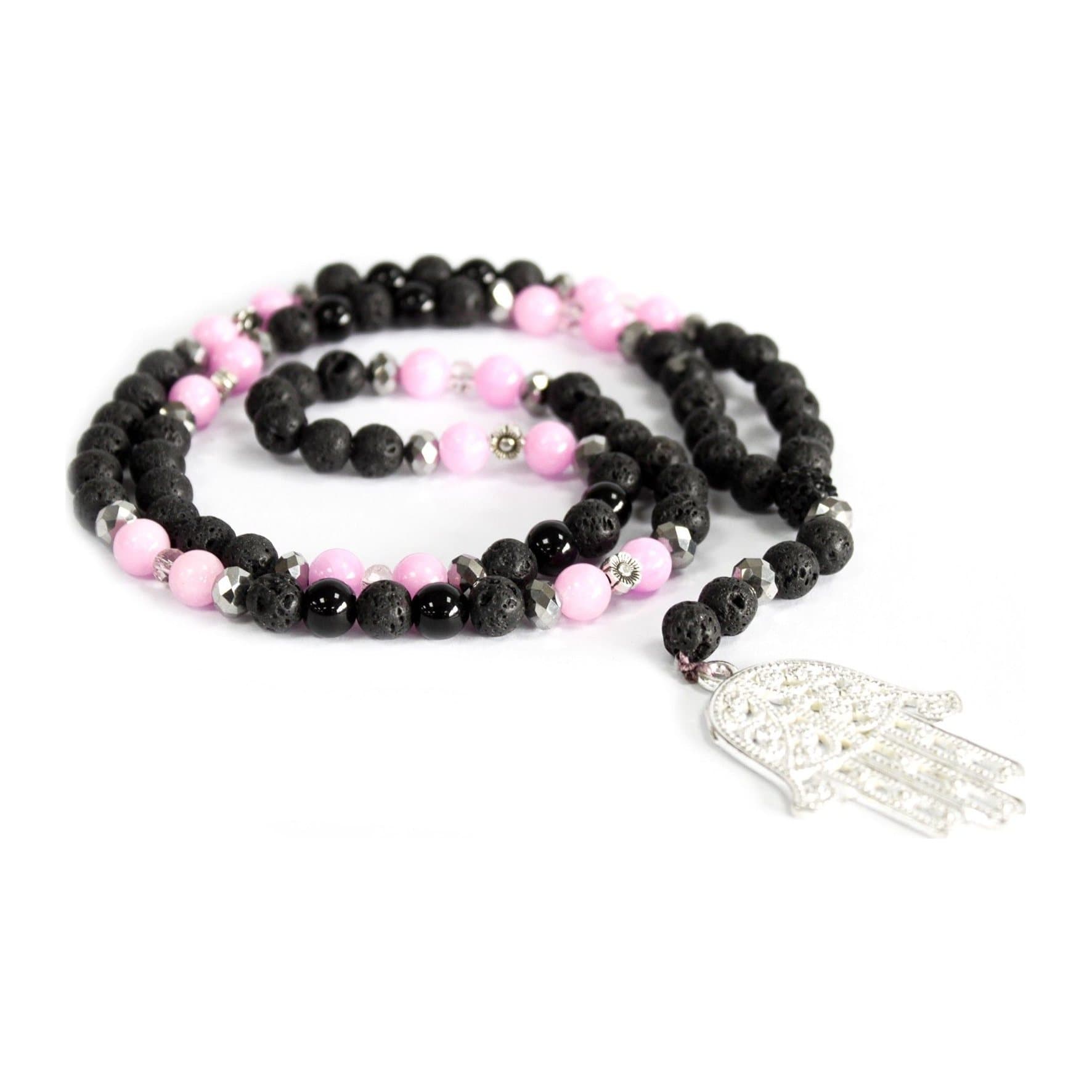 Beaded gemstone charm necklace