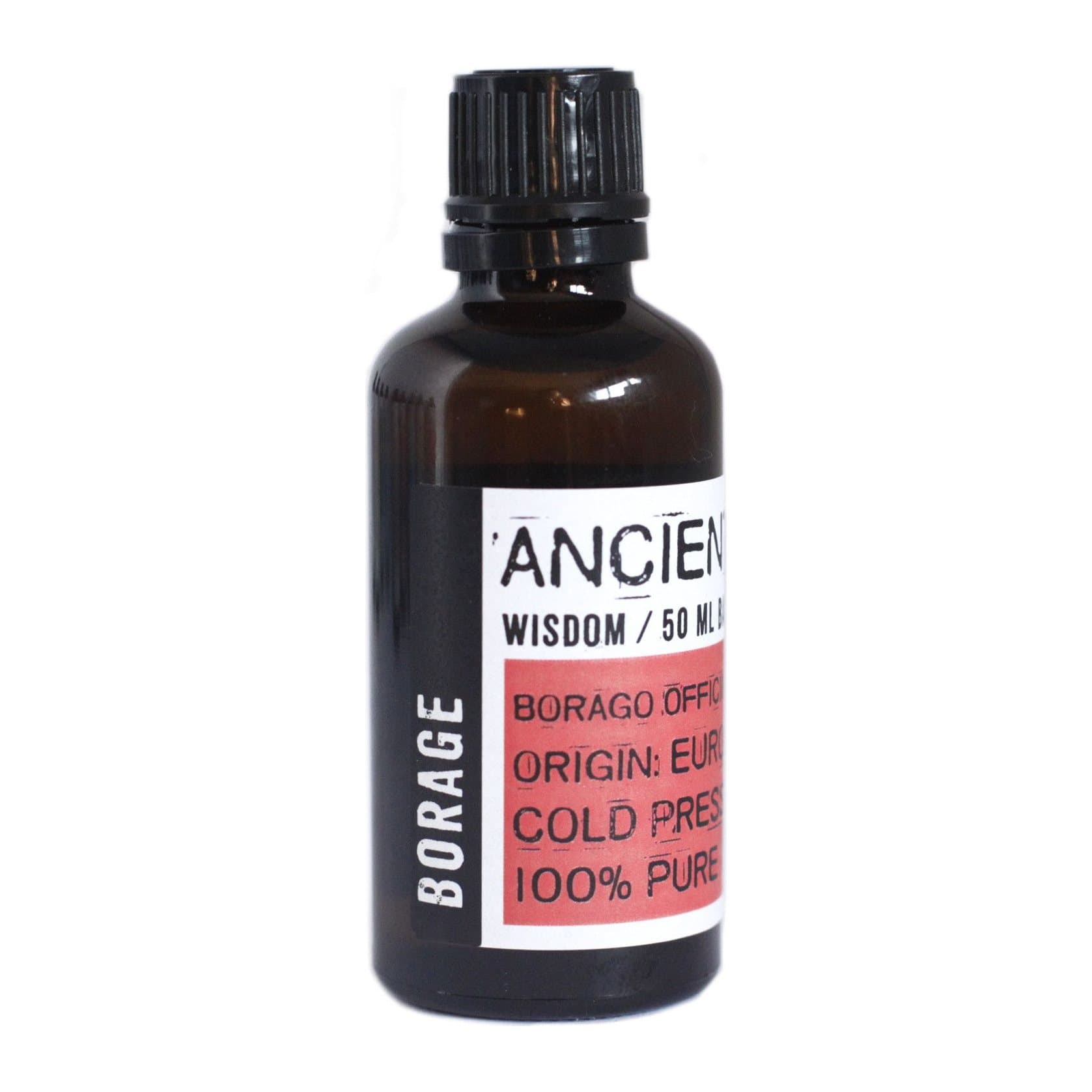 Cold pressed borage oil, sold in 50ml and 100ml sizes