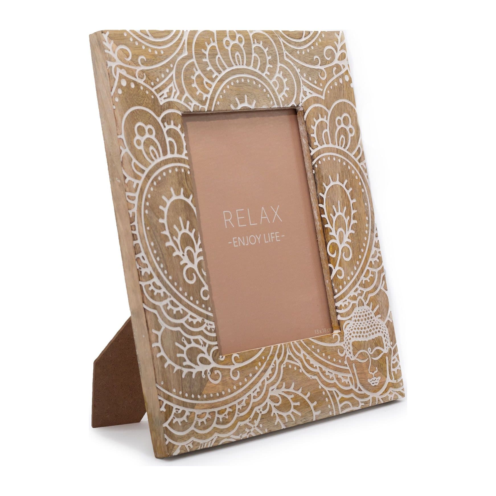 Carved mango wood Buddha photo frame