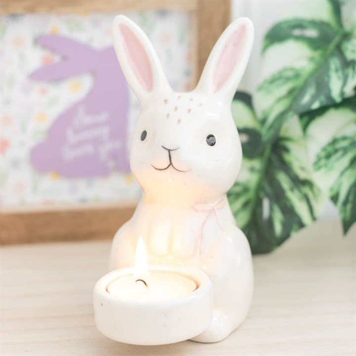 Ceramic bunny shaped tealight holder