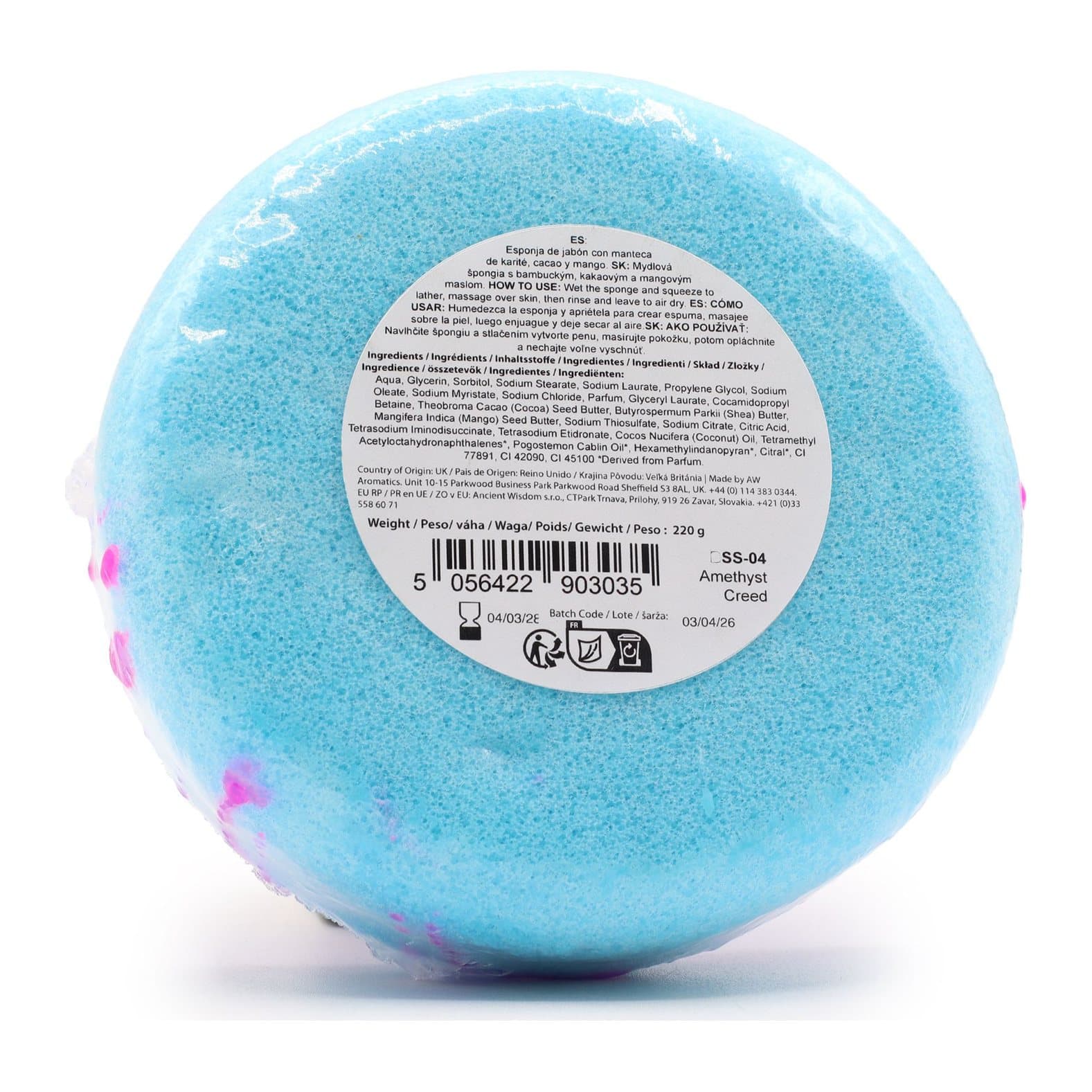 Butter Bubble Soap Sponge in the Amethyst Creed design