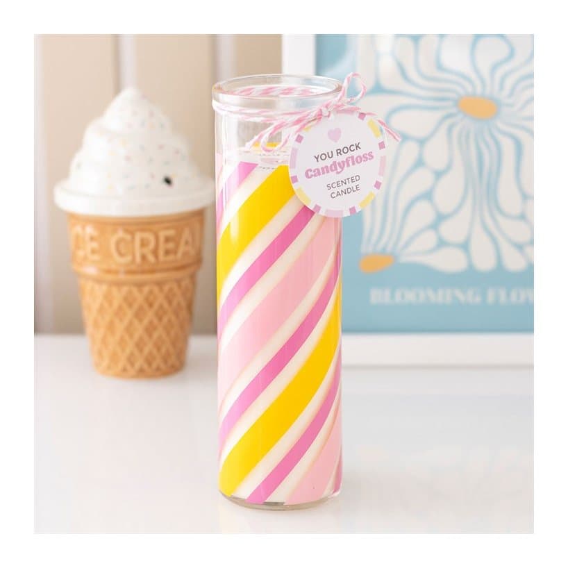 Candy stripe rock tube candle