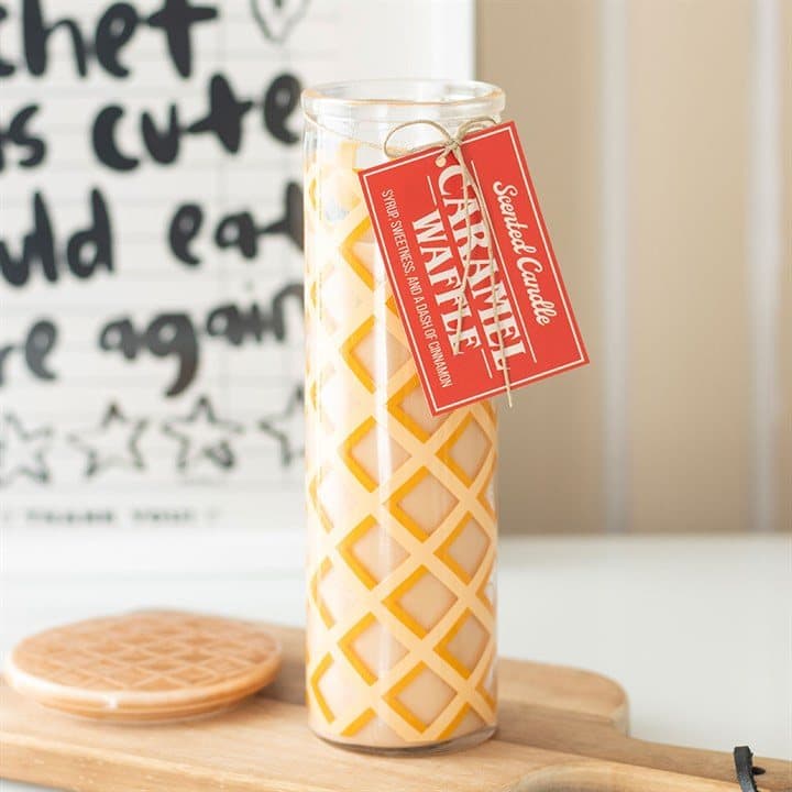 Caramel waffle tube candle