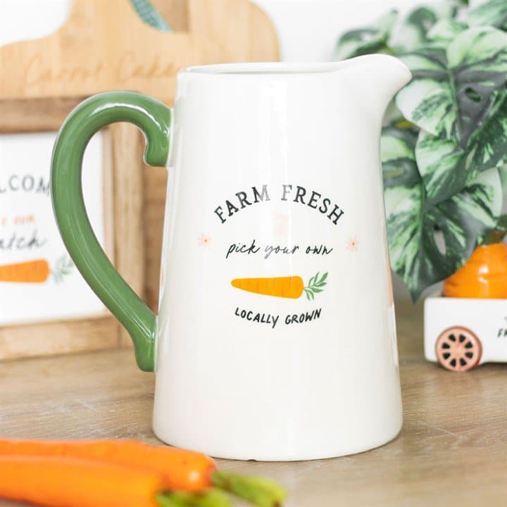 Farm Fresh carrot patch flower jug