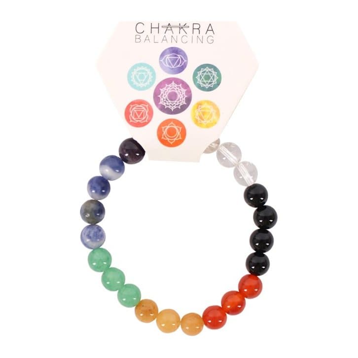Chakra bracelet of rounded crystal beads in seven stones