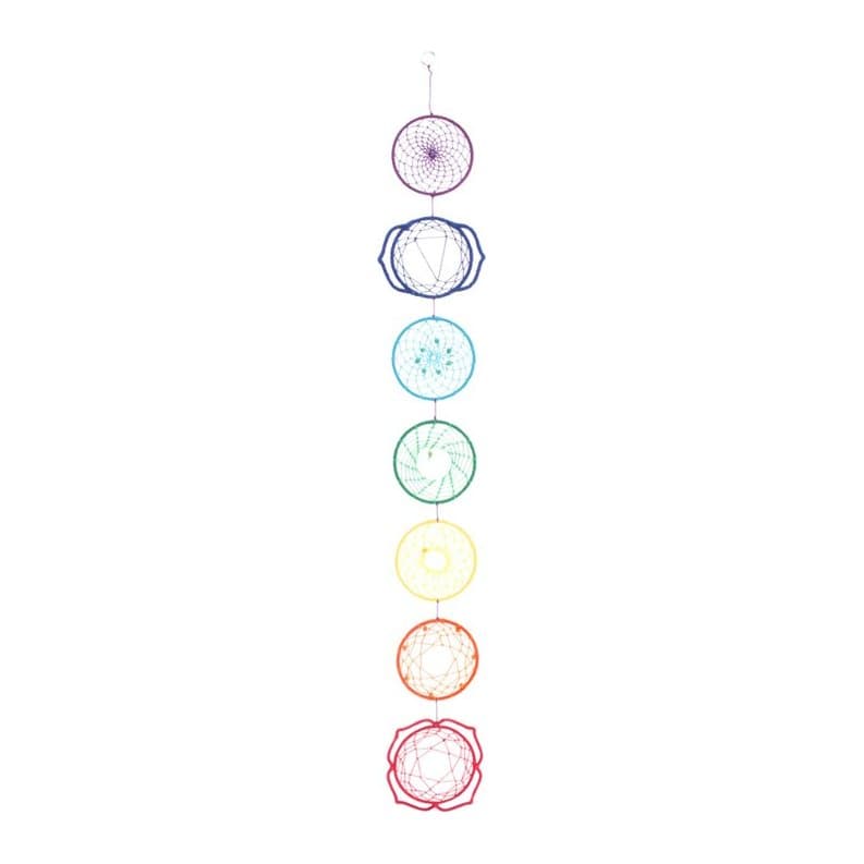 Rainbow chakra dream catcher wall hanging