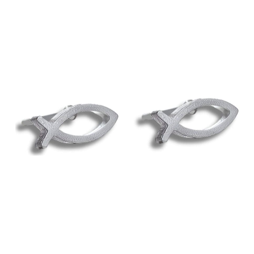 Christian fish stud earrings in stainless steel with butterfly backs