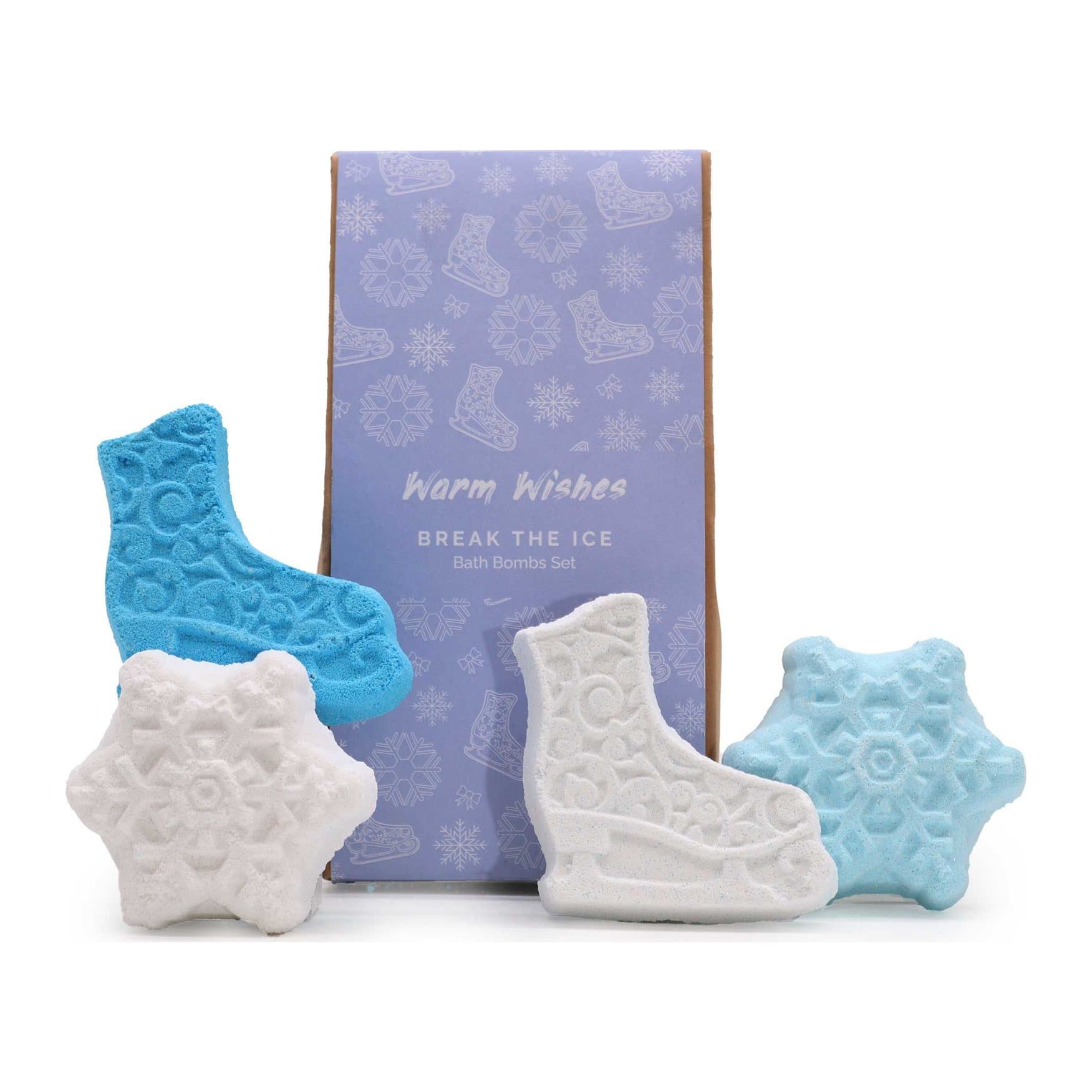 Christmas bath bomb gift pack with festive shaped bath bombs