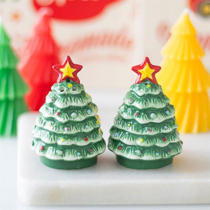 Christmas tree salt and pepper shakers