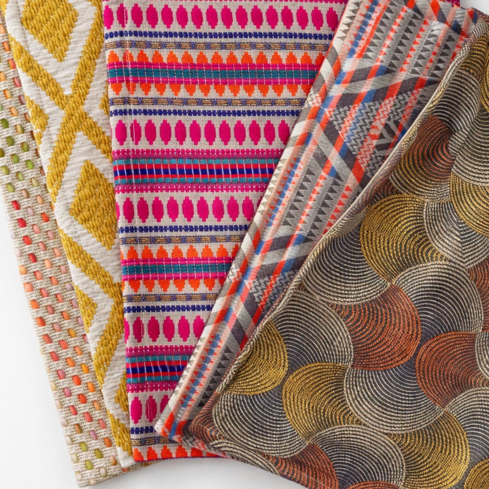Retro cushion cover with mustard, rust and grey circles