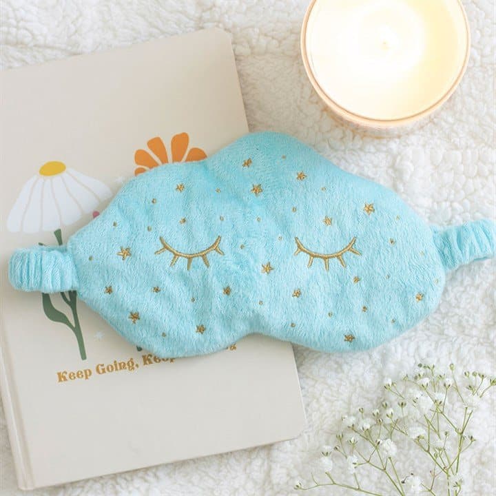 Cloud-shaped sleep mask with sleepy lashes in a window box