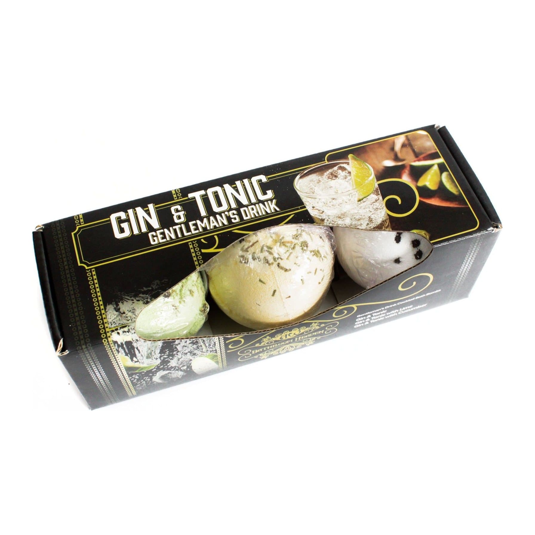 Three cocktail bath bombs in a gift pack