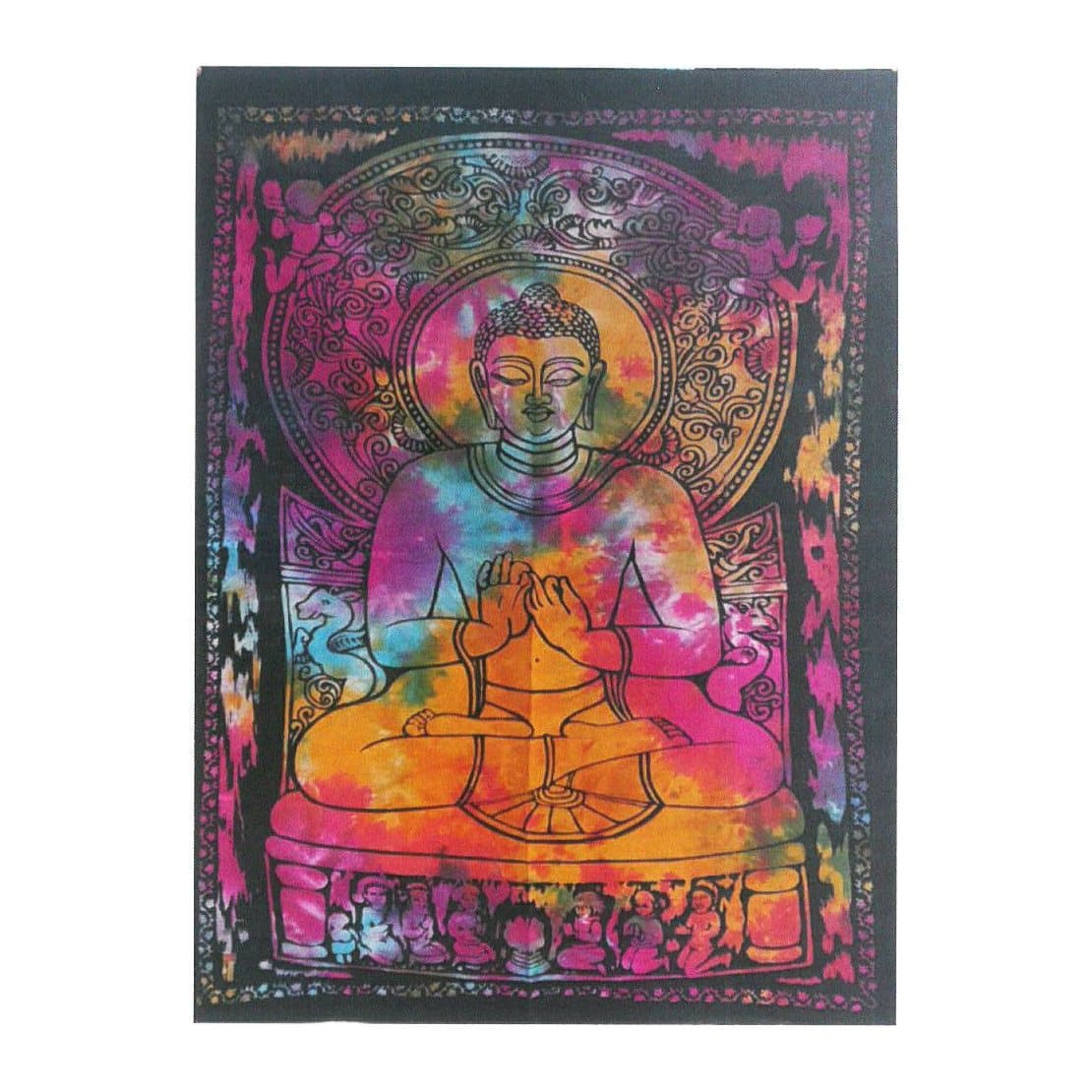 Peaceful Buddha cotton wall hanging in vivid colours