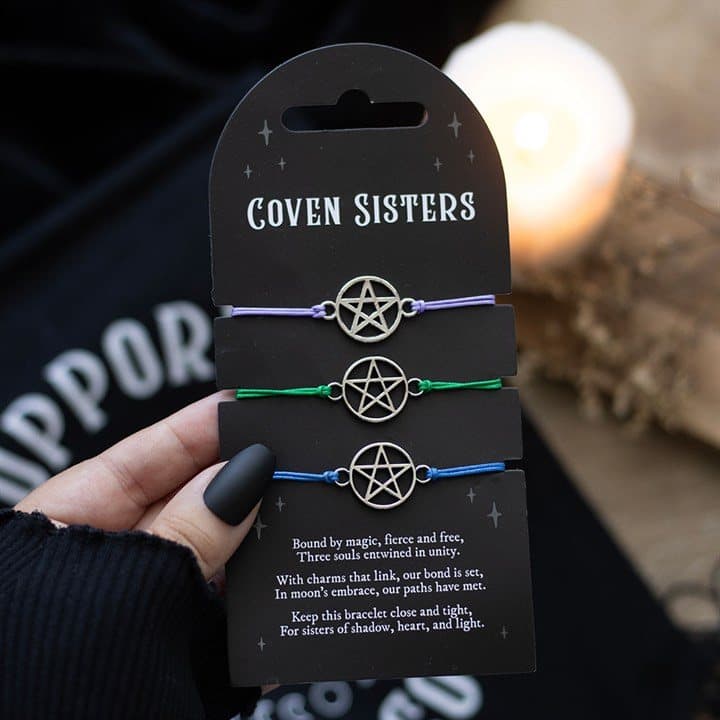 Three string bracelets with pentagram charms