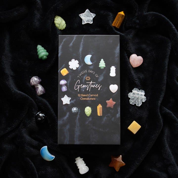 Crystal advent calendar with carved gemstones
