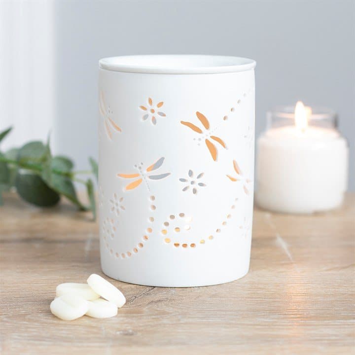 White dragonfly cut-out oil burner