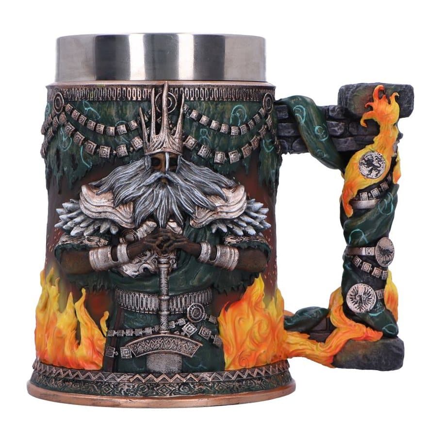 Dark Souls Gwyn tankard with flame, armour and sword detailing