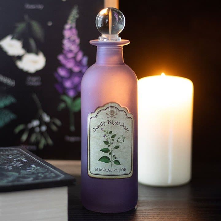 Deadly nightshade glass potion bottle