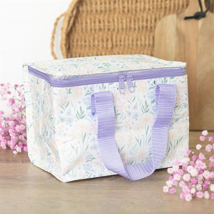 Insulated lunch bag with a ditsy floral design
