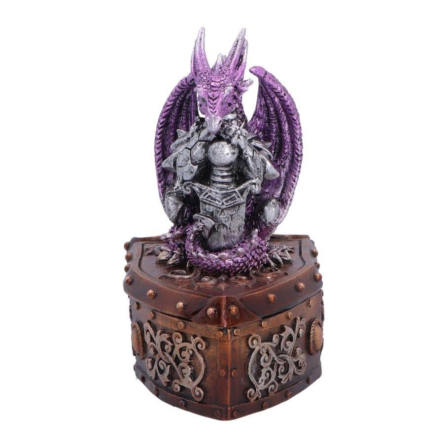 Dragon standing on a shield-shaped trinket box with a removable lid