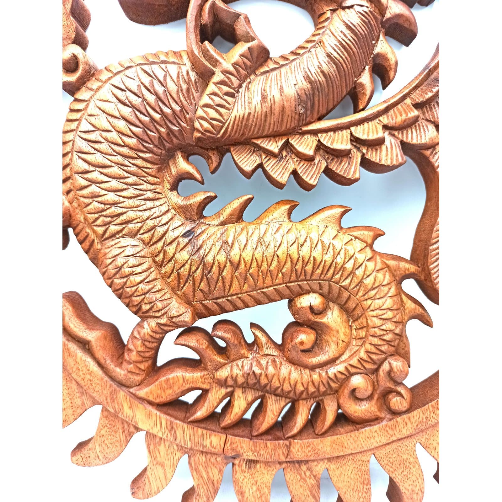 Dragon panel in suar wood, 40 cm