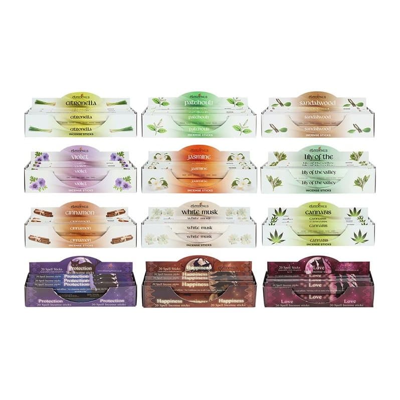 Elements incense sticks bundle in a picture box