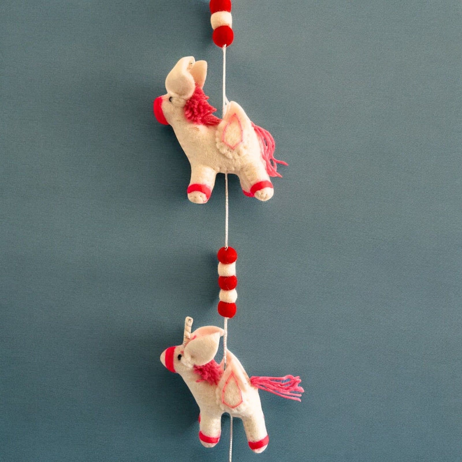 Felt garland of unicorns