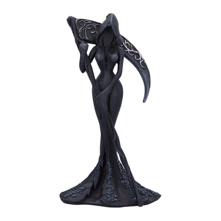 Femme Fatale Reaper figurine: a faceless hooded woman holding a silver-accented scythe