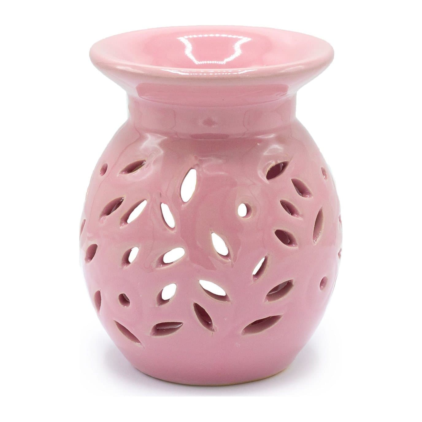 Ceramic floral oil burner with a rose design
